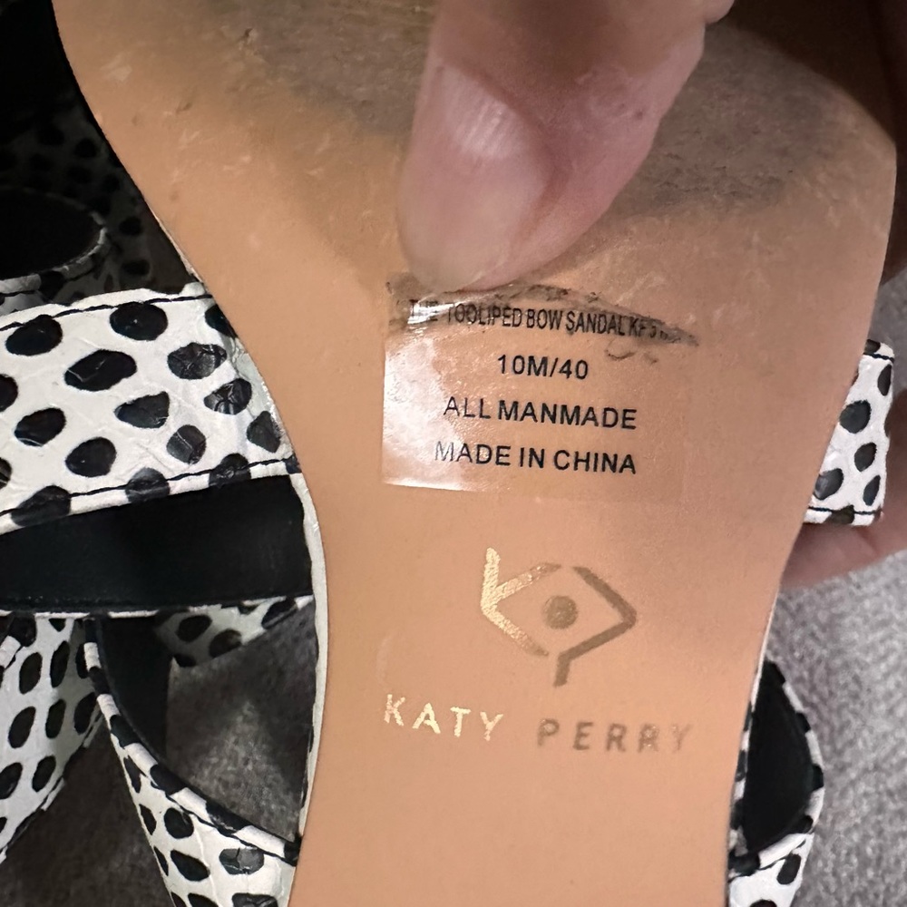 Katy Perry Tooliped Bow Sandal Polka Dot Snake Block Heel - Picture 9 of 9